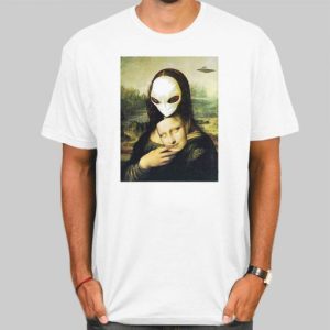 Mona Lisa Alien UFO Mask Fun Shirt Cheap 4