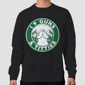 Parody Logo Boobs and Guns Shirt Cheap