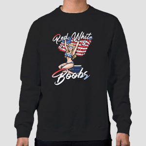 Red White and Boobs Sexy Girl Shirt Cheap