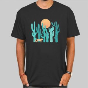 Vintage Retro Fox and Cactus Art Shirt Cheap 4