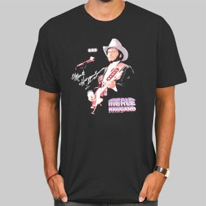 Vintage Signature Cowboy Merle Haggard T Shirt Cheap