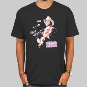 Vintage Signature Cowboy Merle Haggard T Shirt Cheap 4