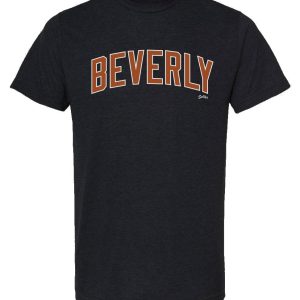 BEVERLY Vintage Orange Logo Heather Black T-Shirt