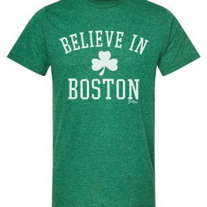 Believe In Boston (classic shamrock) Heather Green T-Shirt