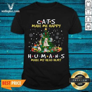 Cool Cats Make Me Happy Humans Make My Head Hurt Ugly Christmas Shirt