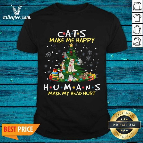 Cool Cats Make Me Happy Humans Make My Head Hurt Ugly Christmas Shirt