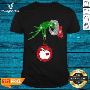 Good l Grinch Hand Holding Apple Diamond Merry Christmas Shirt