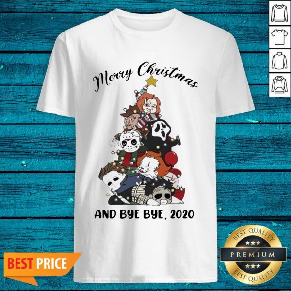 Hot Horror Chibi Character Merry Christmas Tree And Bye Bye 2020 Shirt