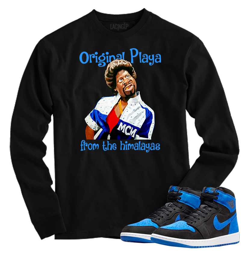 Jordan 1 Royal Suede Himalayas black long sleeve tee Jordan 1 Royal Suede Himalayas black long sleeve tee