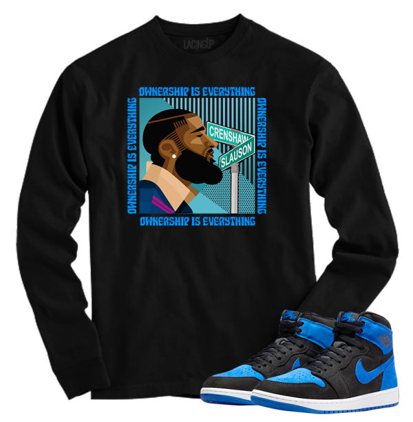 Jordan 1 Royal Suede Ownership black long sleeve tee