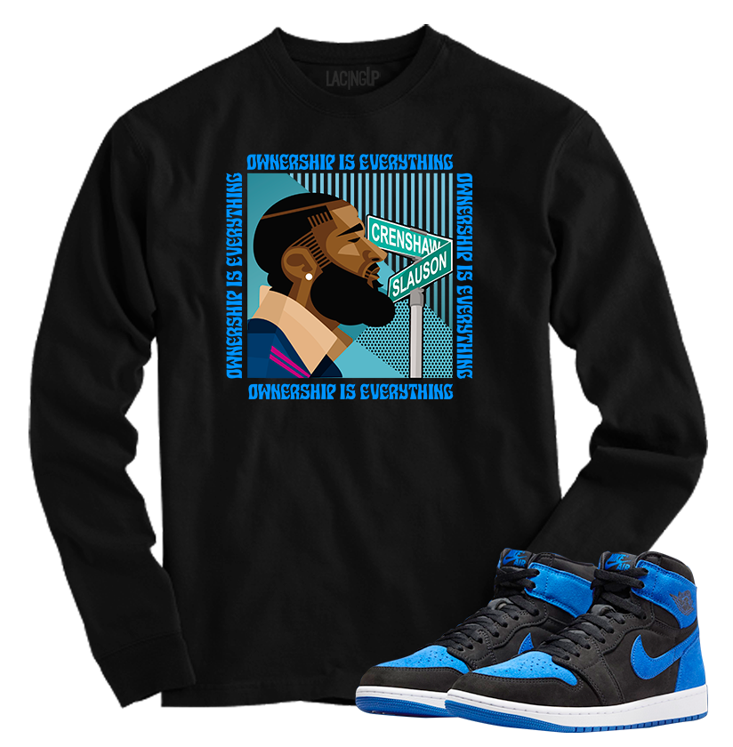 Jordan 1 Royal Suede Ownership black long sleeve tee Jordan 1 Royal Suede Ownership black long sleeve tee