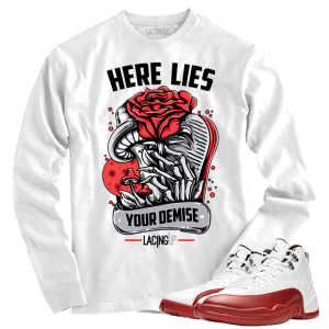 Jordan 12 Cherry Demise white long sleeve tee