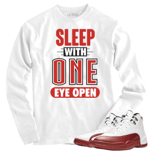 Jordan 12 Cherry one eye open white long sleeve tee