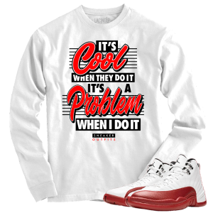 Jordan 12 Cherry problem white long sleeve tee