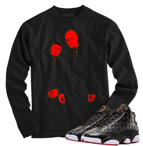 Jordan 13 playoffs belly black long sleeve tee