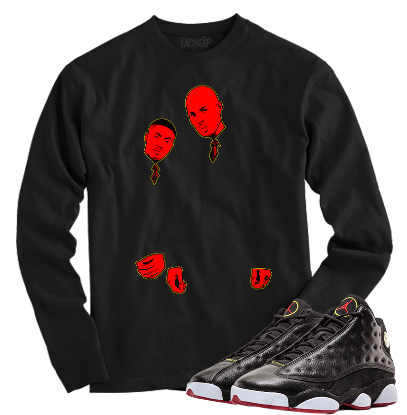 Jordan 13 playoffs belly black long sleeve tee Jordan 13 playoffs belly black long sleeve tee