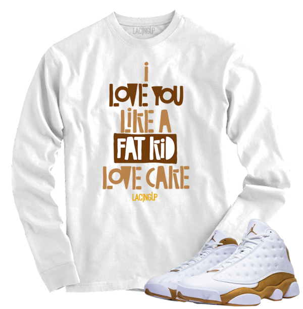 Jordan 13 wheat fat kid white long sleeve tee