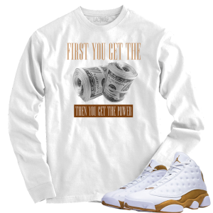 Jordan 13 wheat power white long sleeve tee