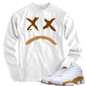 Jordan 13 wheat sad face white long sleeve tee