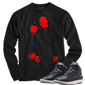 Jordan 2 Black Cement belly black long sleeve tee