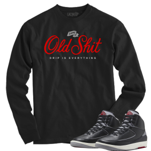 Jordan 2 Black Cement old shit black long sleeve tee