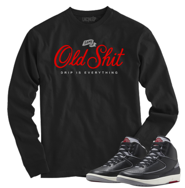 Jordan 2 Black Cement old shit black long sleeve tee