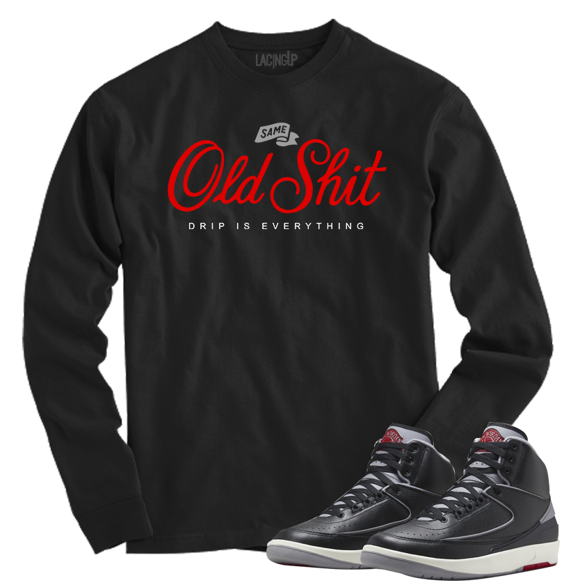 Jordan 2 Black Cement old shit black long sleeve tee Jordan 2 Black Cement old shit black long sleeve tee