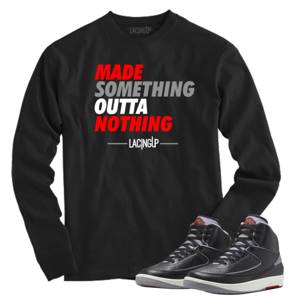 Jordan 2 black cement nothing black long sleeve tee