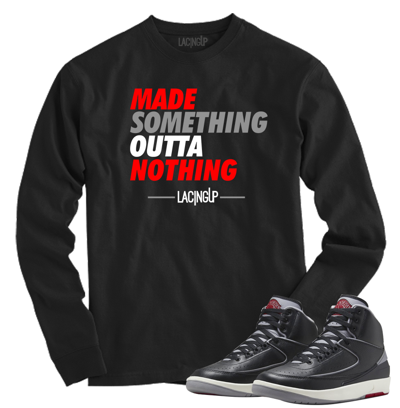 Jordan 2 black cement nothing black long sleeve tee Jordan 2 black cement nothing black long sleeve tee