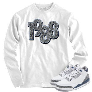 Jordan 3 white navy cement 1988 white long sleeve tee