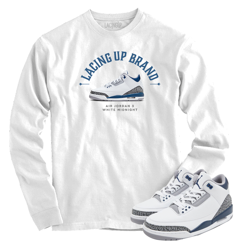 Jordan 3 white navy cement Lacing Up Brand white long sleeve tee Jordan 3 white navy cement Lacing Up Brand white long sleeve tee