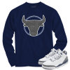Jordan 3 white navy cement bull long sleeve tee