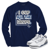 Jordan 3 white navy cement cop all drops navy long sleeve tee