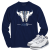 Jordan 3 white navy cement horns navy long sleeve tee