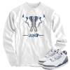 Jordan 3 white navy cement horns white long sleeve tee