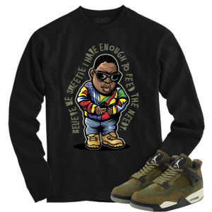 Jordan 4 Olive Craft needy black long sleeve tee