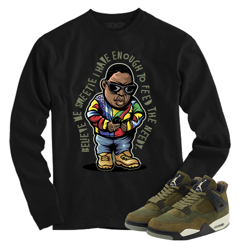 Jordan 4 Olive Craft needy black long sleeve tee Jordan 4 Olive Craft needy black long sleeve tee