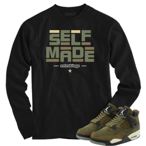 Jordan 4 Olive Craft self made black long sleeve tee