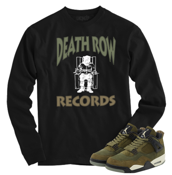 Jordan 4 Olive craft Death row black long sleeve tee