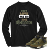 Jordan 4 Olive craft streets black long sleeve tee