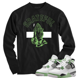 Jordan 4 Seafoam Oil Green grateful black long sleeve t-shirt
