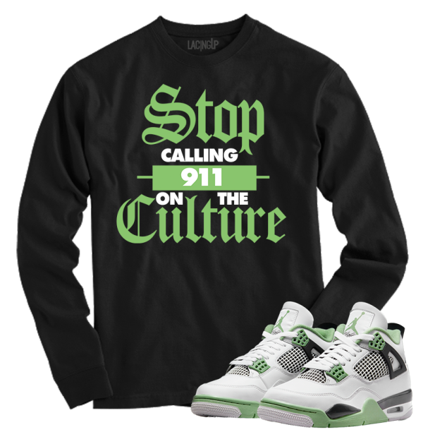 Jordan 4 Seafoam Oil Green the culture black long sleeve