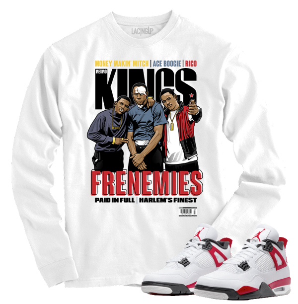 Jordan 4 red cement frenemies white long Sleeve tee