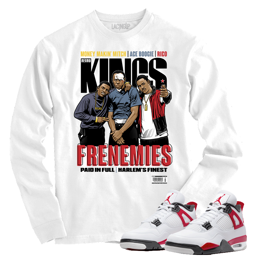Jordan 4 red cement frenemies white long Sleeve tee Jordan 4 red cement frenemies white long Sleeve tee