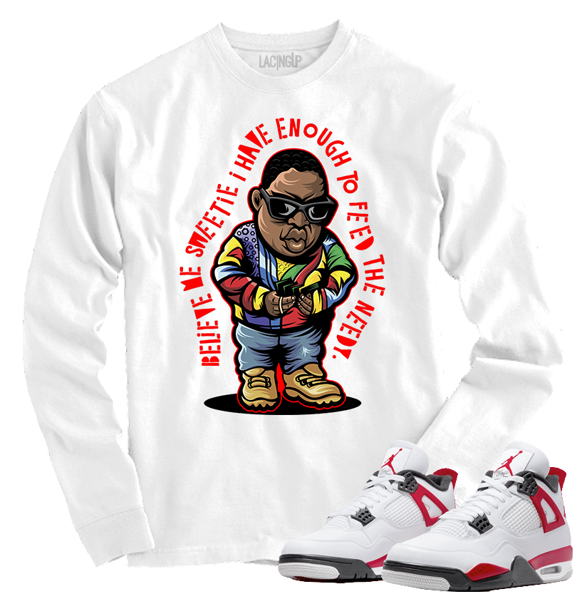 Jordan 4 red cement needy white long sleeve tee Jordan 4 red cement needy white long sleeve tee