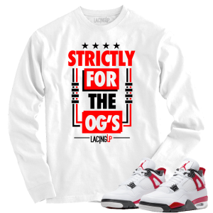 Jordan 4 red cement ogs white long sleeve tee