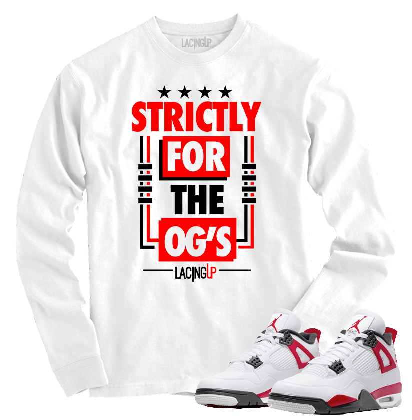 Jordan 4 red cement ogs white long sleeve tee Jordan 4 red cement ogs white long sleeve tee