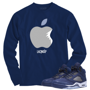 Jordan 5 Midnight Navy apple navy blue long sleeve tee