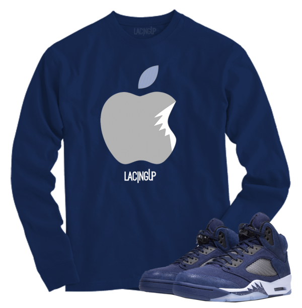 Jordan 5 Midnight Navy apple navy blue long sleeve tee