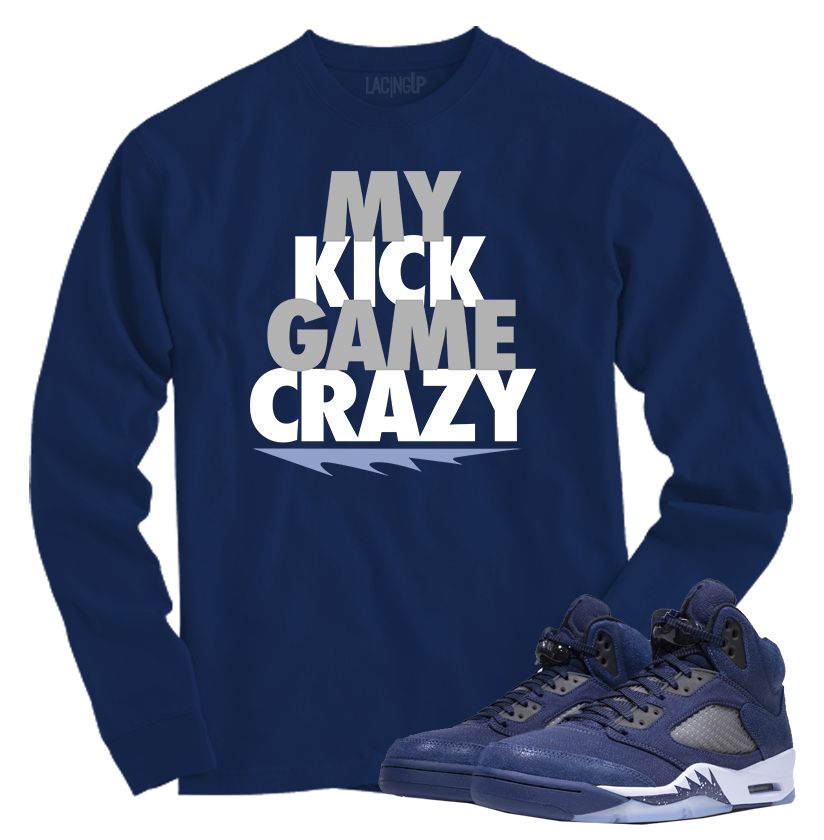 Jordan 5 Midnight Navy crazy navy blue long sleeve tee Jordan 5 Midnight Navy crazy navy blue long sleeve tee